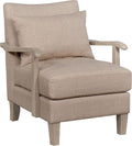 HOMES: Inside + Out Turney Fabric Upholstered Arm Chair with Pillow Back and Wooden Arm for Living Room Bedroom Beige