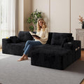 109 Boneless Couches for Living Room Modular Sectional Sofa with Oversized Chaise L-Shape Cloud Couch with Deep Seat (Black Right Facing Chaise)