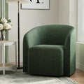 COLAMY Swivel Accent Chair Modern Barrel Round Chair Upholstered Comfy Living Room Chair with Armrest Armchair for Reading Room/Bedroom/Waiting Room/Office No Assembly Green