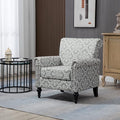 Mid-Century Modern Accent Chair Linen Armchair w/Tufted Back/Wood Legs Upholstered Lounge Arm Chair Single Sofa for Living Room Bedroom Grey