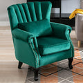 Accent Reading Arm Chairs Midcentury Modern Comfy Corner Sofa Chair Wingback Waiting Room Club Chair with Tufted Back for Living Room/Bedroom/Reception Room Velvet Green