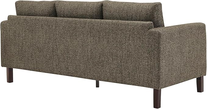 Modway Hawken 75 Inch Mid-Century Modern Boucle Sofa in Antique Espresso with Wood Legs – Comfortable 3-Seater Couch for Living Room Apartment or Office Lounge