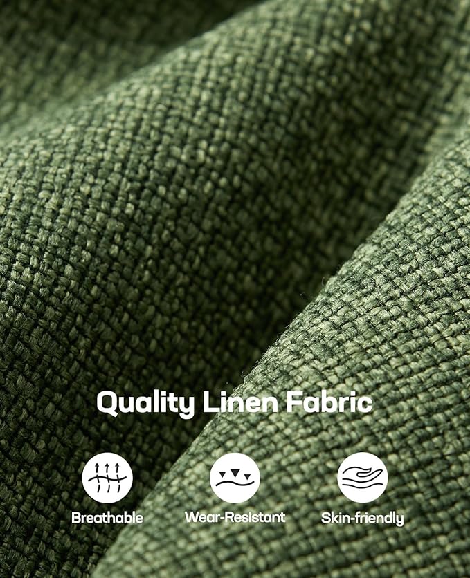 Marsail 89 Sofa Couch 3-Seater Couches with Wide Armrests &amp Deep Cushions Modern Linen Fabric Sofas for Living Room Comfy Upholstered Couch with Removable Washable Covers Green