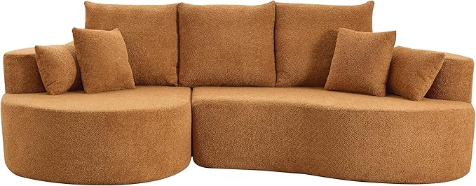 Christopher Knight Home Carden 106 Curved Modular Sectional Sofa Fabric Upholstered Comfy Sofa Couch with Chaise Lounge Modern Cloud Couch with Deep Seat No Assembly Required Browish Orange