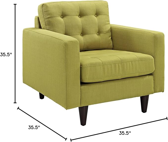 Modway EEI-1013-WHE Empress Mid-Century Modern Upholstered Fabric Armchair in Wheatgrass