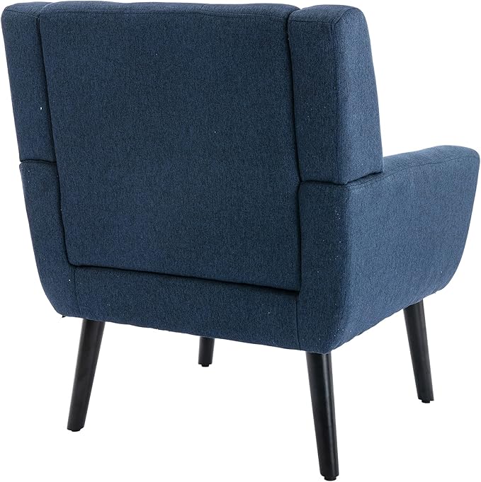 Modern Soft Linen Material Ergonomics Accent Chair Living Room Chair Bedroom Chair Home Chair with Black Legs for Indoor Home