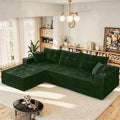 113 Modular Sectional Sofa for Living Room Convertible L-Shape Couch with Ottoman 4 Seater Modular Sectional SofaGreen Corduroy