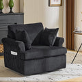 39 Oversized Armchair360°Swivel Accent ChairComfy Upholstered Corduroy Chairs W/2 Pillows and 2 Side PocketsModern Side Reading Seat for Living RoomBedroom and Office (Black)