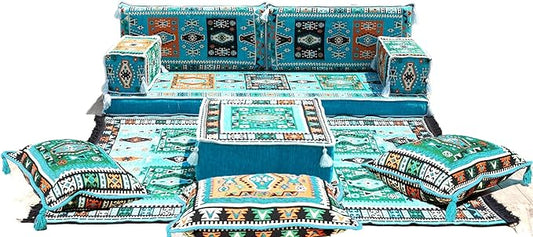 arabicsofa Arabic Floor Cushion Seating with Foam and Backrest Pillows – Loveseat Majlis Set