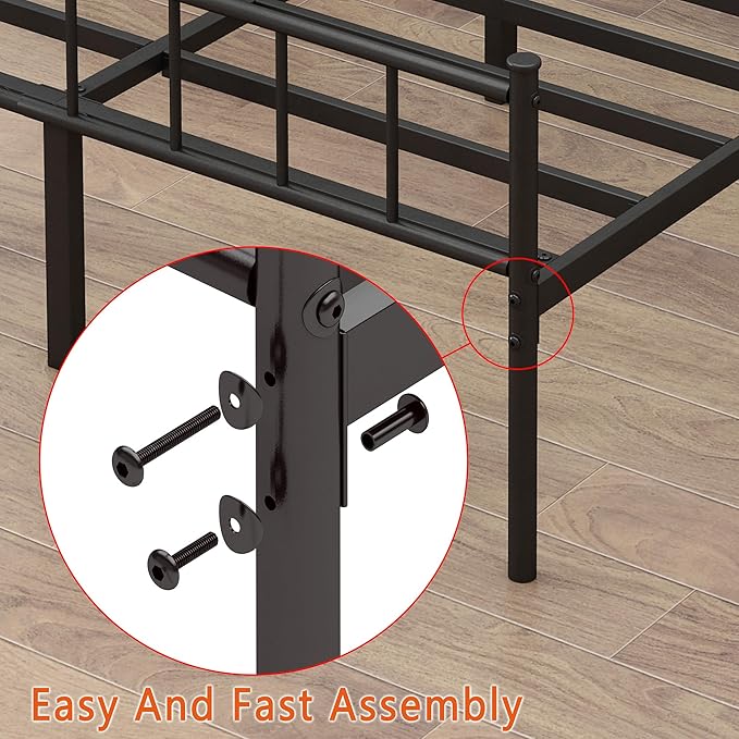 California King Bed Frame-Classic Metal Platform Bed FrameMattress Foundation with Steel Slat SupportUnder Foundation StorageNo Box Spring Needed Easy AssemblyCalifornia King Size