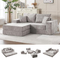 79 Boneless Loveseat Sofa Couch Modular Foldable Floor Cloud Sofa with Ottoman Lounge Convertible Sofa Bed for Living Room No Assembly Chenille Light Grey