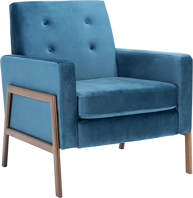 SAFAVIEH Home Collection Roald Velvet Sofa Accent Club Chair ACH6209A Prussian Blue/Antique Coffee