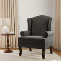 Accent Chair High Back Upholstered Armchair with High Resilience Sponge &amp Wood Legs Mid-Century Modern Comfy Single Sofa Reading Chairs for Living Room Bedroom (Dark Grey Set of 1)