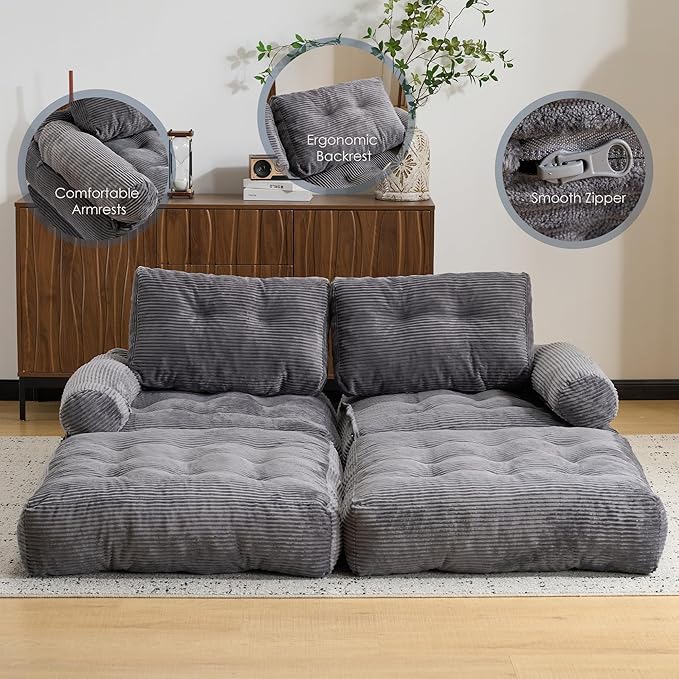 Folding Sofa Bed with ArmrestConvertible Sleeper Chair for Adults Folding Sofa Bed Foam Filling Couch with PillowSleeper Chairs Single Size Floor MattressGrey