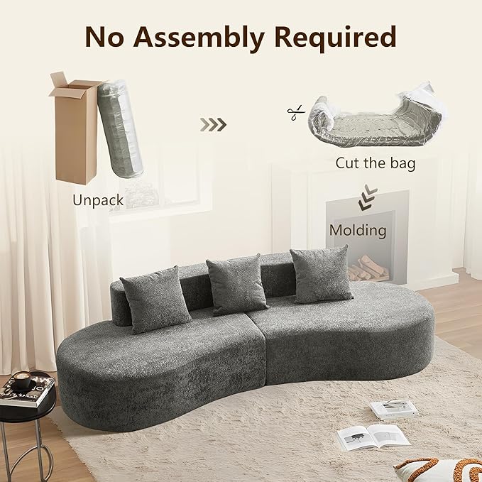 109 Modern Curved Sofa Raindrop Velvet Fabric 5 Seater Curved Shaped Sectional Couch for Living Room Bedroom Office No Assembly