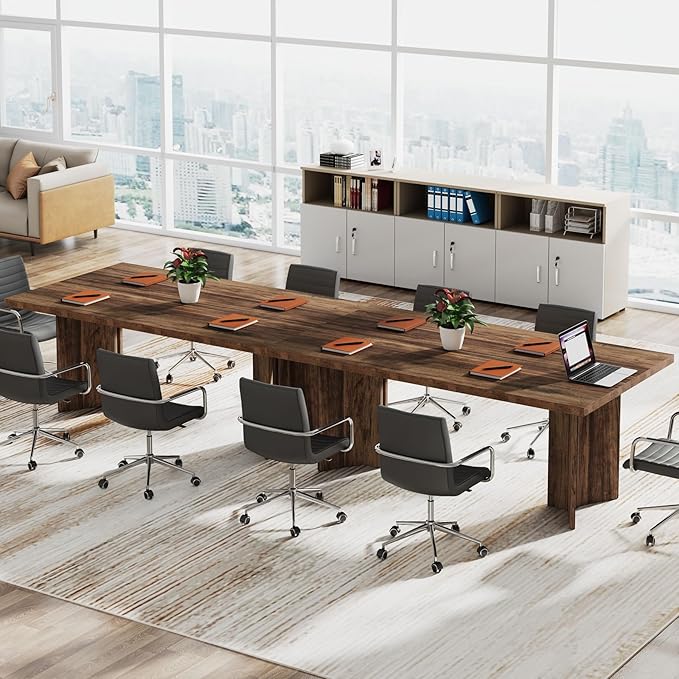 Tribesigns 63-inch Executive Desk Vintage Office Computer Desk with Large Tabletop Farmhouse Wood Writing Conference Table Workstation for Home Office Study Dark Brown