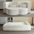 78” Corduroy Floor Sleeper Sofa Bed Modern 2 in 1 Full Size Foldable Mattress with 2 Pillows Convertible Boneless Couch with Deep Seat for Living Room No Assembly Required (Beige) | No Assembly Req