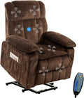 PUREMIND Power Lift Recliner Chair for Elderly Dual Motor Electric Recliner with Massage and Heat Ergonomic Massage Chairs with Side Pocket &amp Remote - Velvet Fabric Strong Support Brown