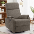 Recliner Chair Swivel Rocking Recliner Chair for Adults Glider Rocking Chair Small Nursery Chair Recliner for Living Room Reclining Chair with Modern-Designed Armrests Chenille Brown