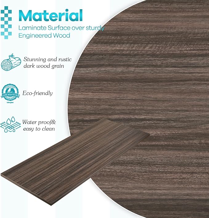 Kaboon 48x26 inches Tabletop Solid One-Piece Desktop for Sit Stand Desk Double Desks L Desk DIYWood Countertop Home or Commercial Use1 inch ThickEucalyptus/Rustic Wood26 D x 48 W