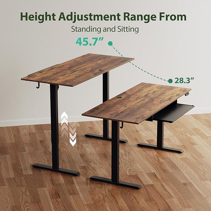 Agilestic Height Adjustable Desk with Keyboard Tray 55 x 24 Inches Electric Standing Desk with Memory Preset Stand up Computer Table Lightweight Board Dark Brown