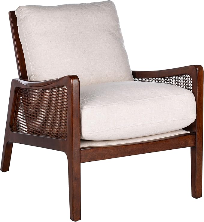 Safavieh Couture Home Moretti Mid-Century Oatmeal Linen Accent Chair
