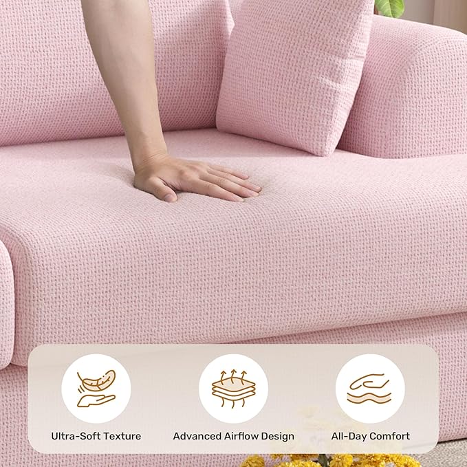 84” Loveseat Sofa Boneless Modular Sofa Couches for Living Room Cloud Couch with Deep SeatEasy Assembly for Small SpacesPink