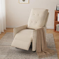 Manual Recliner Chair for Adult Velvet Reclining Chair with Chunky Cushion for Small Space Comfortable Reclining Sofa for Living Room Bedroom Home Theater Easy Assembly (Beige)