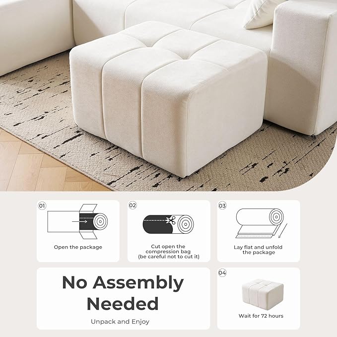 Square Stuffed Pouf OttomanChenille Poufs with Foam Chunk Filling27.9 X 16.1 Floor Poufs for SofaAccent Foot Rest Stool for Living RoomBedroomBeige