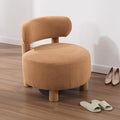 Modern Armless Accent Chair Comfortable Upholstered Living Room Chair with Curved Backrest and Solid Wooden Legs Bedroom Reading Chair Entrance Dressing Table Apartmen (Khaki + Teddy)