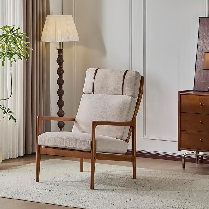 Christopher Knight Home Nadine Upholstered Accent Chair Wooden Club Chair Cushions Support Armchair Comfy Lounge Single Reading Sofa Solid Wood Frame Armchair for Living Room Home Light Gray