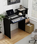 Black Computer Desk Working Table with Keyboard Drawer Small Study Desk for Bedroom Home Workstation for Writing Working Studying