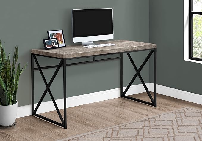 Computer Desk Home Office Laptop Work Beige Laminate Black Metal Contemporary Modern