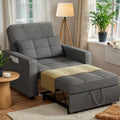 JUMMICO Sleeper Chair 3-in-1 Convertible Sleeper Sofa Bed for Adults Linen Fabric Pull Out Chair Bed with Adjustable Backrest Couches for Living Room Apartment Office Small Space (Dark Gray)