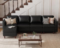 ABCASA Faux Leather Modular Sectional Sofa 118.5 L Shaped Couch Set for Living Room 5-Seater Comfy Cloud Couches with Movable Storage OttomanDIY Combination - Black