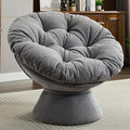 Modern Oversized Chenille Papasan Chair 360° Swivel Chair with Thick Cushion Comfortable Lounge Accent Chair for Living Room Bedroom Reading Nook (Dark Grey)