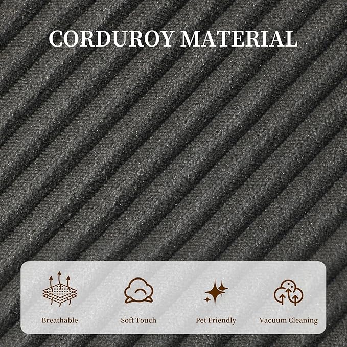 Boneless Cloud Couch with Movable Chaise Ottoman Moudular Sleeper Couch Dual-Core Support Spring &amp High-Resilience Foam 105 Corduroy Couch for Living Room No Assembly Gray