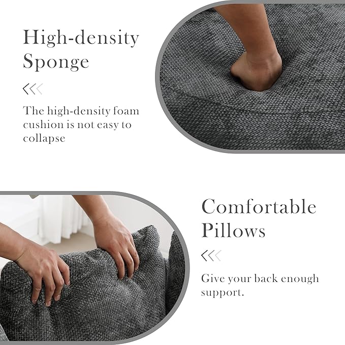 Aoiy &amp Wifon 59.8 W Oversized Barrel Chair Round Accent Chair with Wheels Extra Large Living Room Chair Knitted Chenille Charcoal