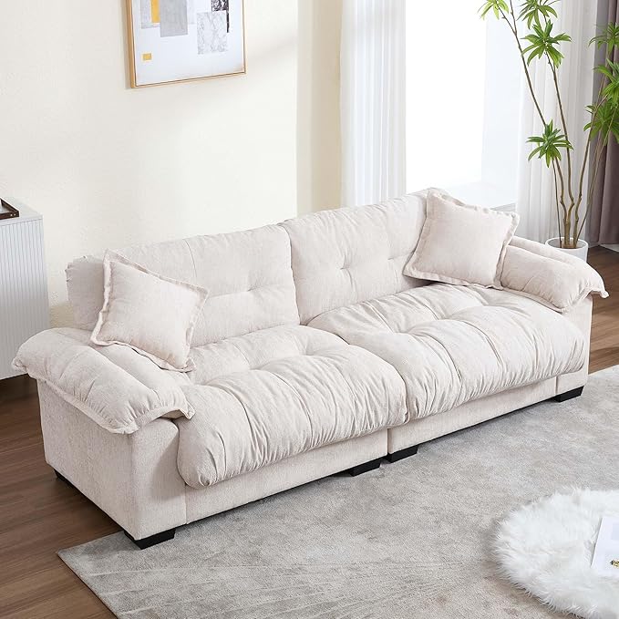 90.55 Cloud Loveseat for Living Room Modern Small Sofa Love Seat Couch for Small Spaces 2 Seater Comfy Loveseat Sleeper Cozy Sofa Beige