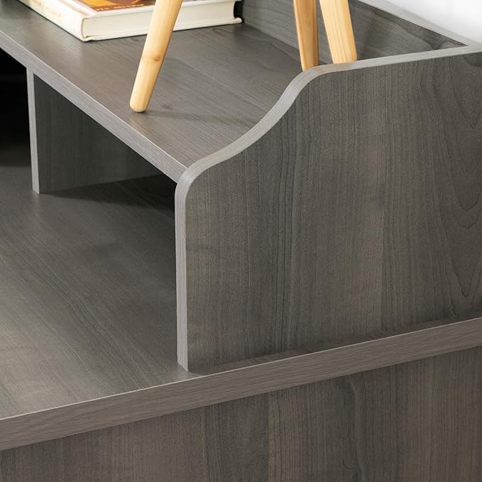 South Shore Versa Computer Desk with Hutch Gray Maple