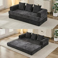 Convertible Sofa Bed 4-in-1 Floor Foldable Couch Bed with Armrests &amp Pillow Chenille Fabric No Assembly Required Comfy Memory Foam Couch Lounge Sofa for Living Room Black