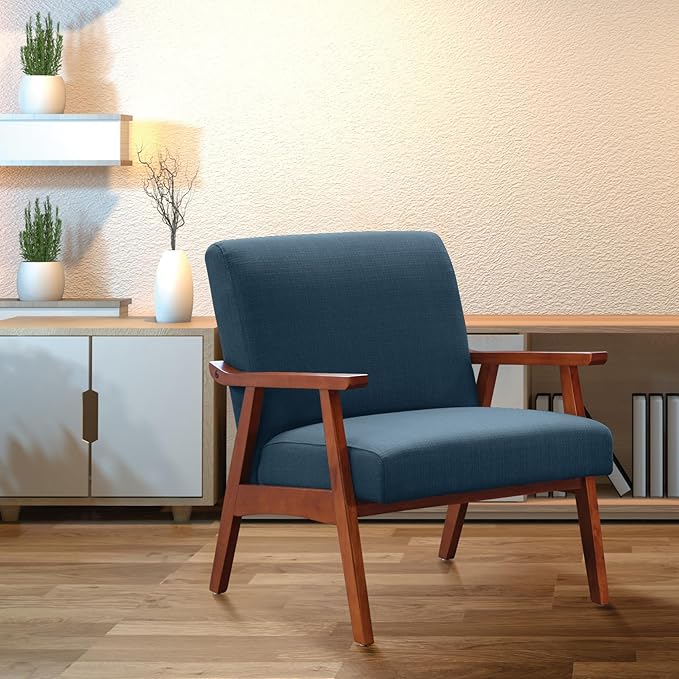 OSP Home Furnishings Davis Accent Chair with Medium Espresso Frame Klein Azure Blue