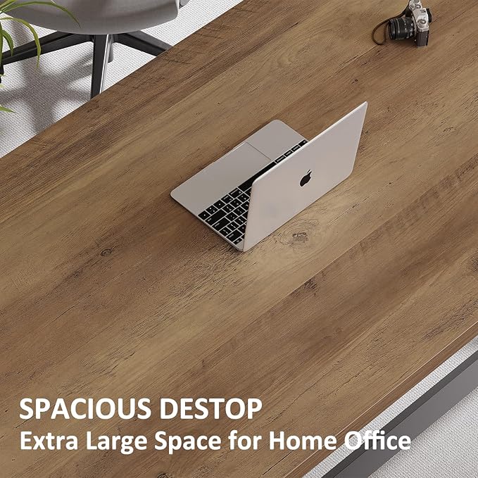 IBF Rustic Office Desk Table Industrial Long Wood Computer Desk for Home Office Modern Large Wide Simple Pc Gaming Workstation Executive Writing Desks Big Table for Work Study Rustic Oak 60 Inch