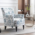Generic Armchair Modern Accent Sofa with Linen SurfaceLeisure Chair with Solide Wood feet for Living Room Bedroom StudioWhite Blue