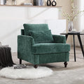 Mid Century Modern Linen Fabric Accent Chair for Living Room Bedroom Guest Room Office Apartment Waiting Room Furniture Upholstered Armchair Reading Accent Chairs (Emerald)