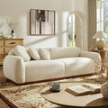 Morden Fort 91‘‘ Chenille Cloud Couch3 Seater Curved Sofa with 3 Round Pillows and Solid Wood Base Easy Assembly Modern Luxury Upholstered Plush Comfy Couch for Living Room ApartmentCream White