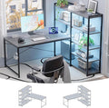 Pamray L Shaped Computer Desk with Reversible Side Storage Shelves 49 Inch Gaming Desk with Power Outlets and Led Lights PC Table for Home Office and Bedroom Grey
