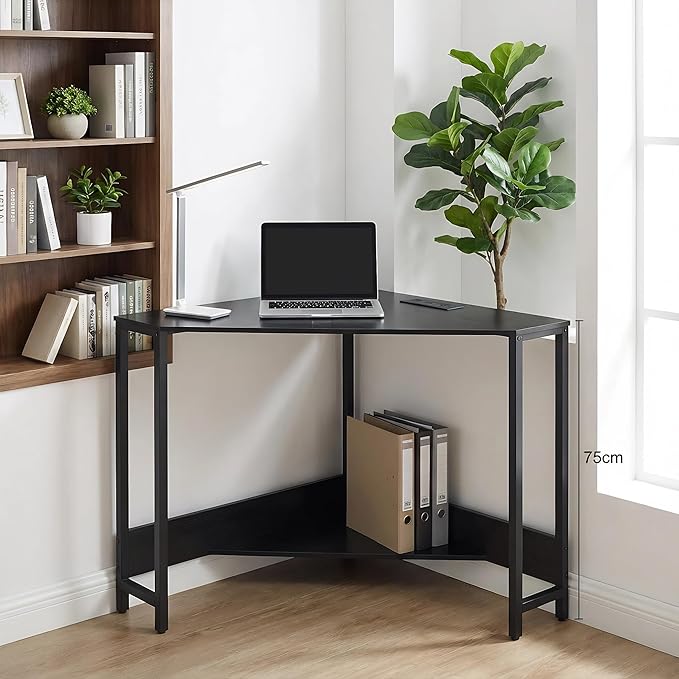 Gdrasuya10 Corner Desk With USB Power Outlets - Small Computer Workstation for Home Office Living Room Bedroom - Black Triangle Storage Writing Table for Small Spaces