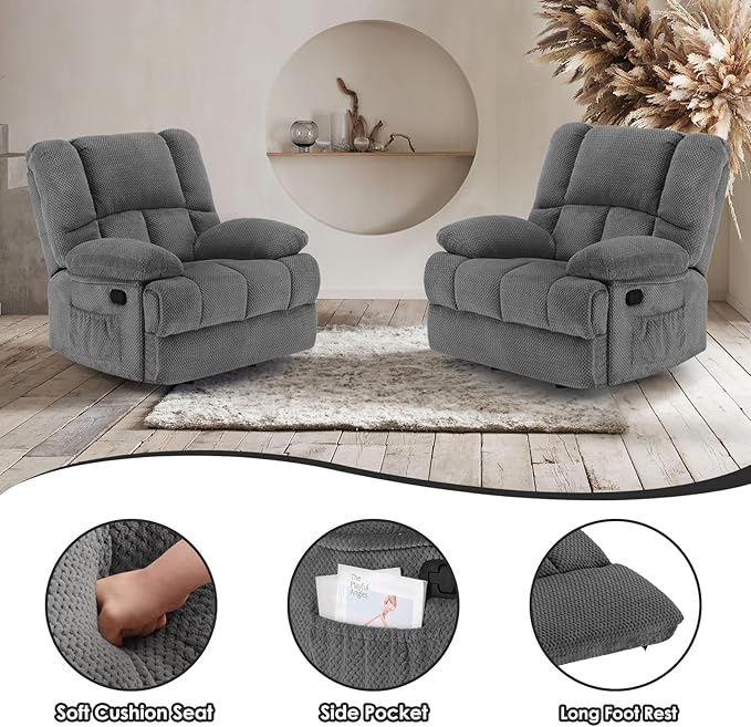 Stary Oversized Rocking Rocker Recliner Chair for Living Room Adults