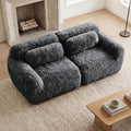 80.4-Inch Boneless Love Seat Couches in a Box Modern 2 Seat Floor Modular Foam Cloud Sofa Faux Fur Loveseat Couch W/Angle Armrests for Home Apartments Bedroom